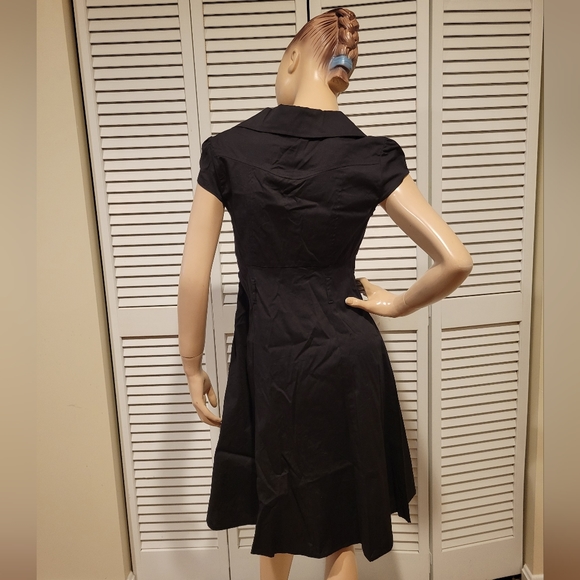 Modcloth Black Soda Fountain Dress by Petalo Sz Small Read Sm Hole  Miss Belt - Picture 3 of 6